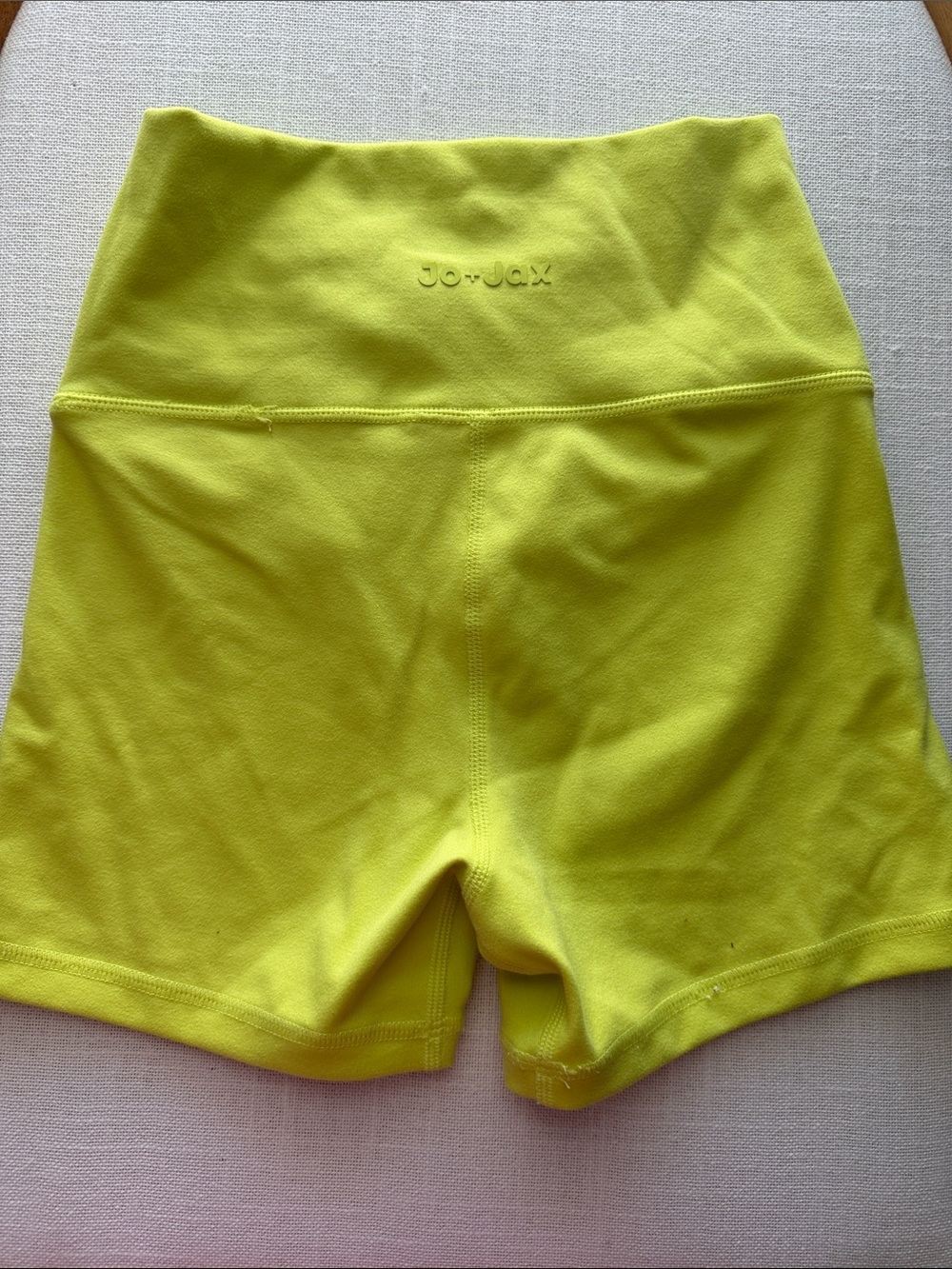 Jo+Jax Kids Neon Yellow High-Rise Bike Shorts